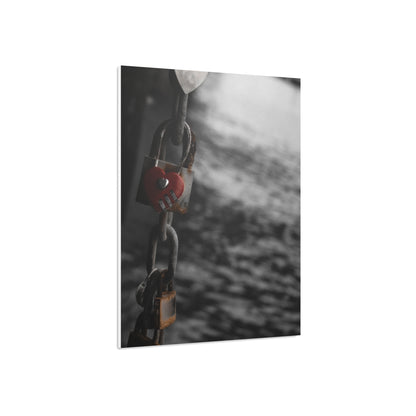 Love Lock Foam Board Print - Moody Black & White Romance Wall Art