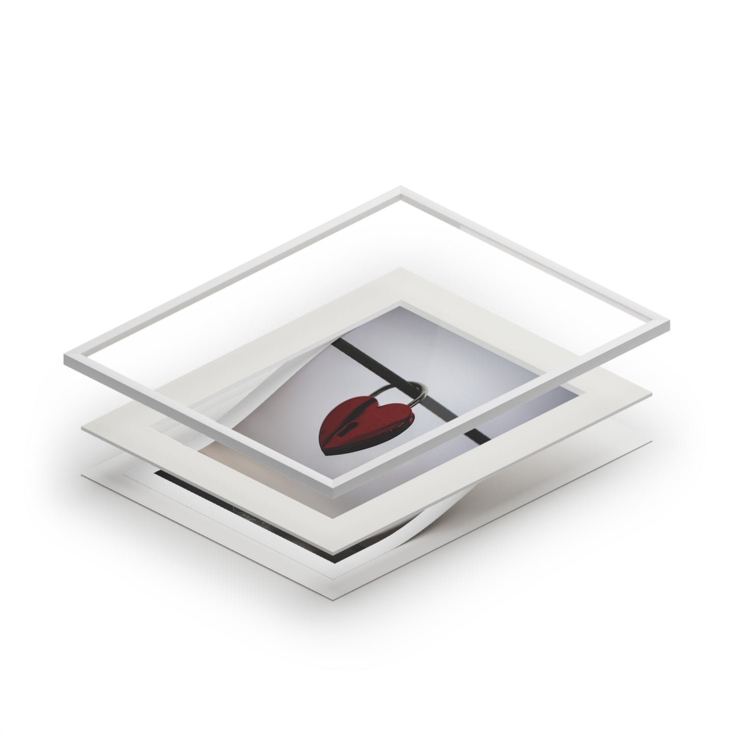 Heart Lock Fine Art Print with Passepartout Frame - Romantic Wall Art