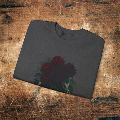 Floral Heart 'Rune-Marked Millennial' Graphic -Crewneck Sweatshirt