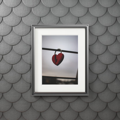 Heart Lock Fine Art Print with Passepartout Frame - Romantic Wall Art