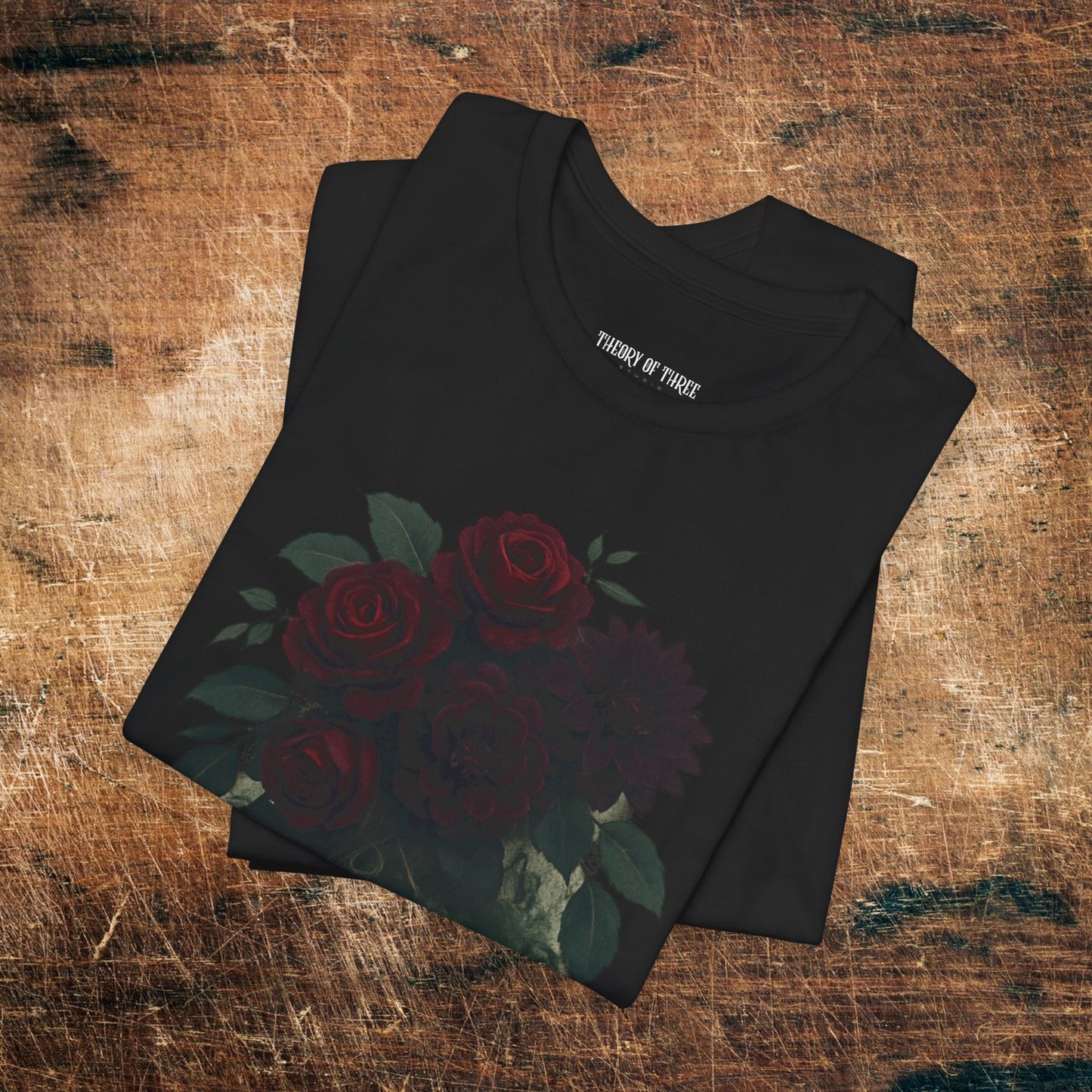 Rune-Marked Millennial Tee — Dark Floral Heart Graphic T‑Shirt
