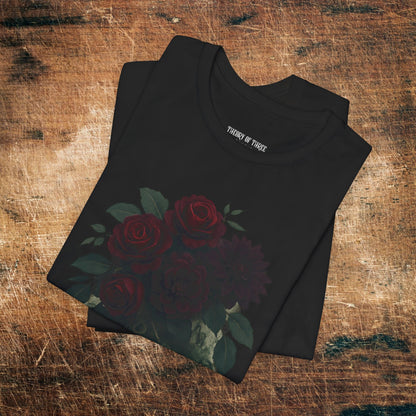 Rune-Marked Millennial Tee — Dark Floral Heart Graphic T‑Shirt