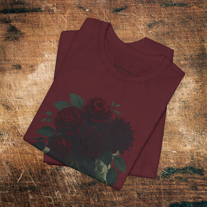 Rune-Marked Millennial Tee — Dark Floral Heart Graphic T‑Shirt