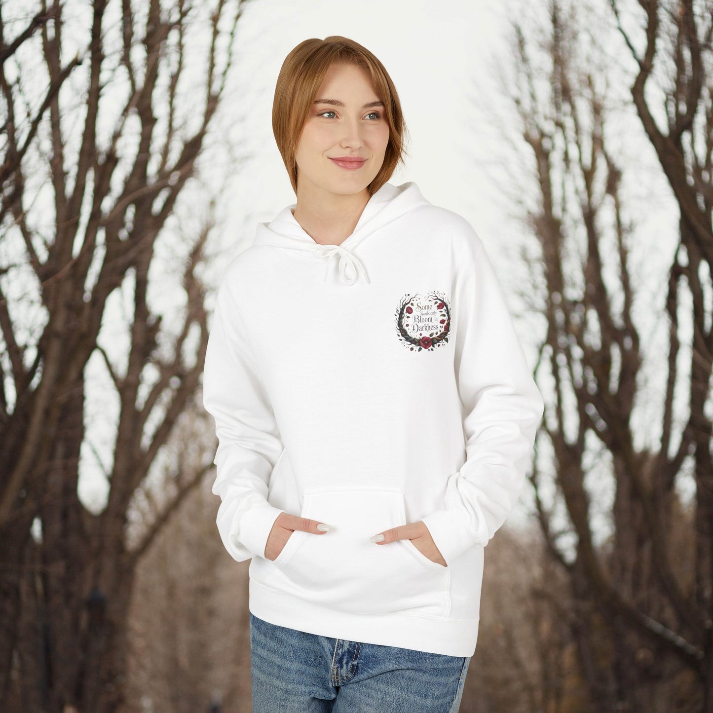 "Some Souls Only Bloom in Darkness" Floral Gothic Pullover Hoodie