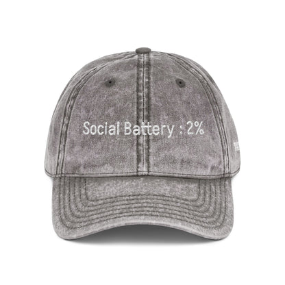 Social Battery-  Vintage Embroidered Baseball Cap