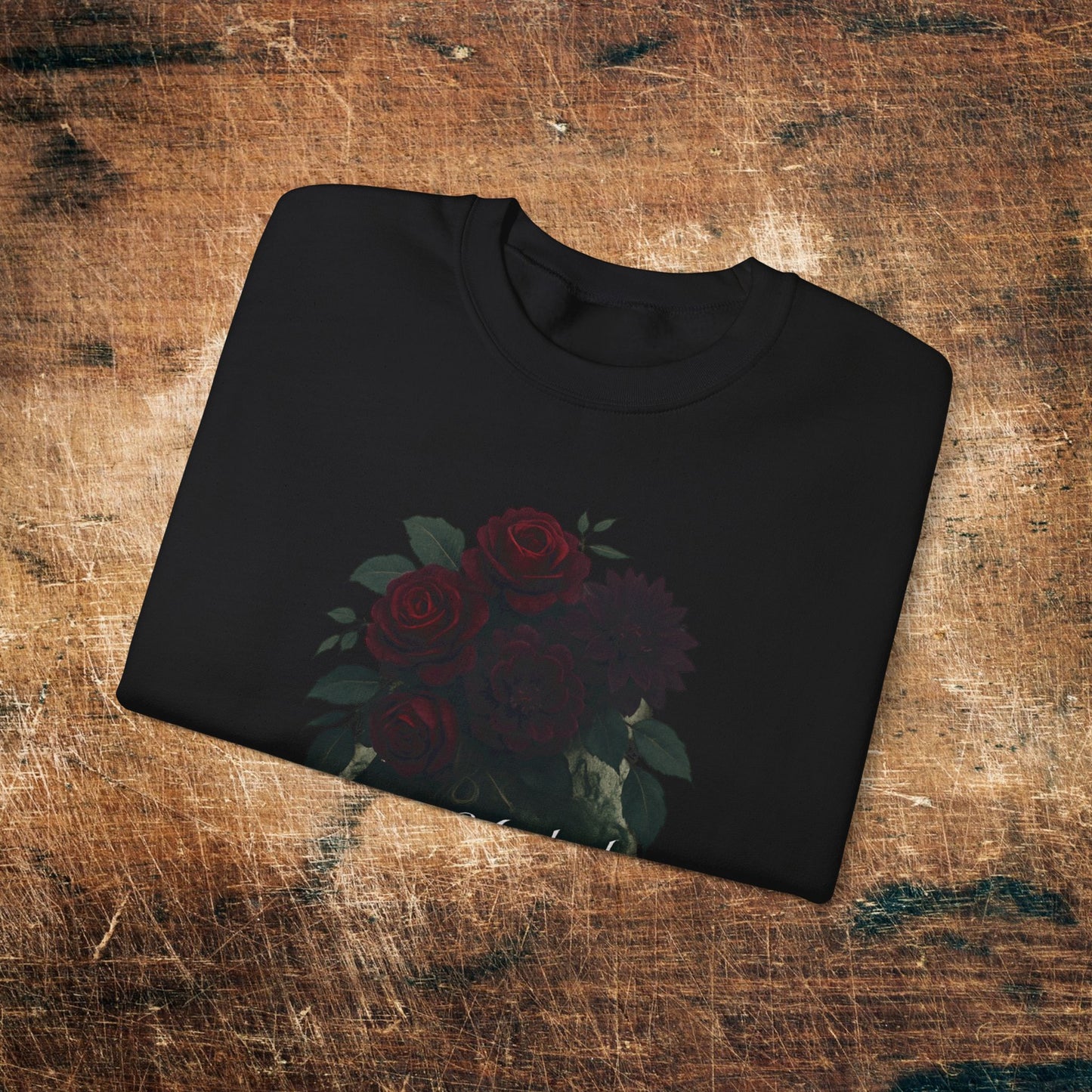 Floral Heart 'Rune-Marked Millennial' Graphic -Crewneck Sweatshirt