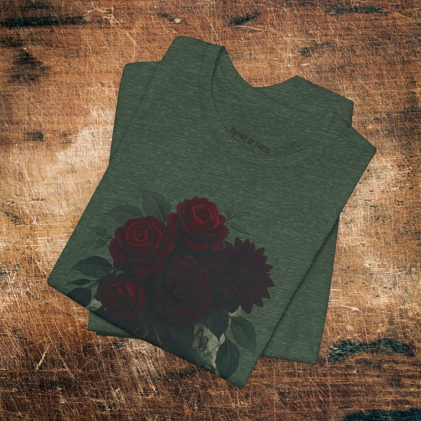 Rune-Marked Millennial Tee — Dark Floral Heart Graphic T‑Shirt