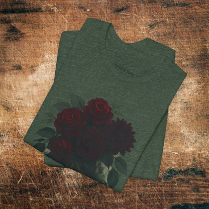 Rune-Marked Millennial Tee — Dark Floral Heart Graphic T‑Shirt