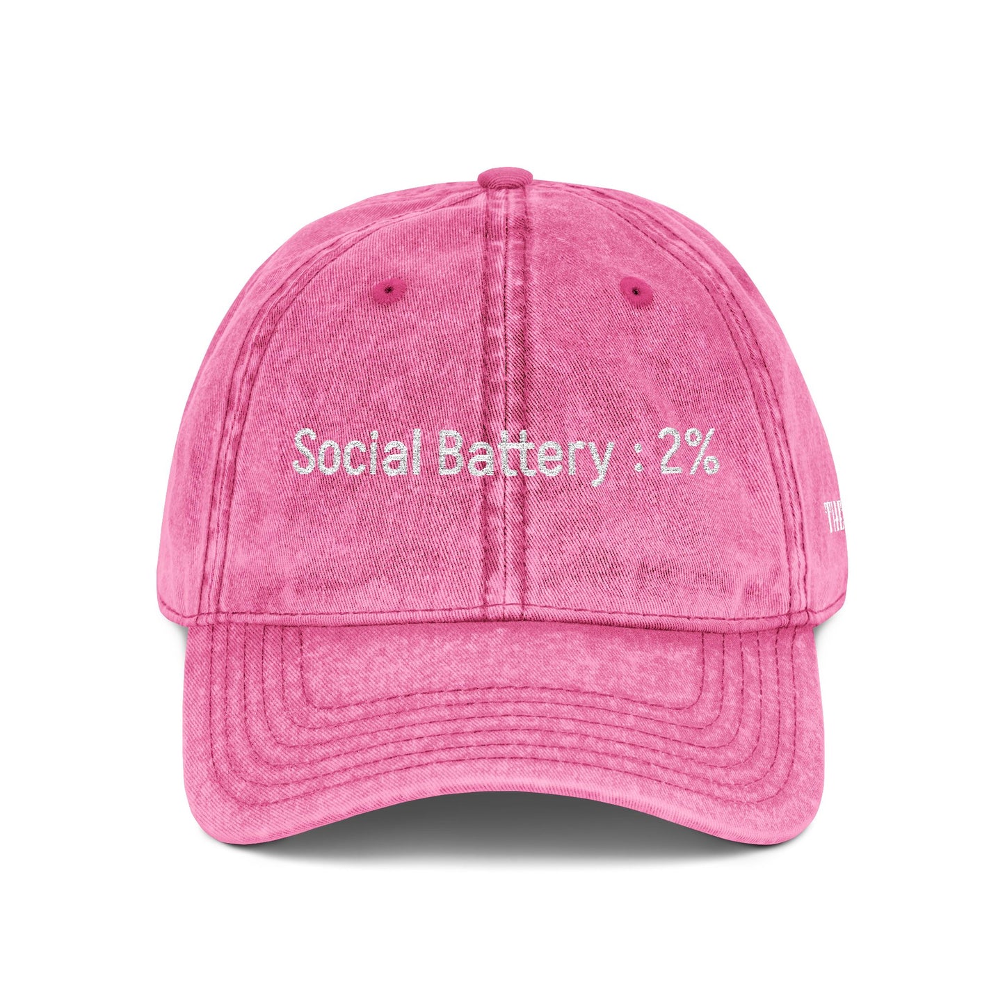 Social Battery-  Vintage Embroidered Baseball Cap